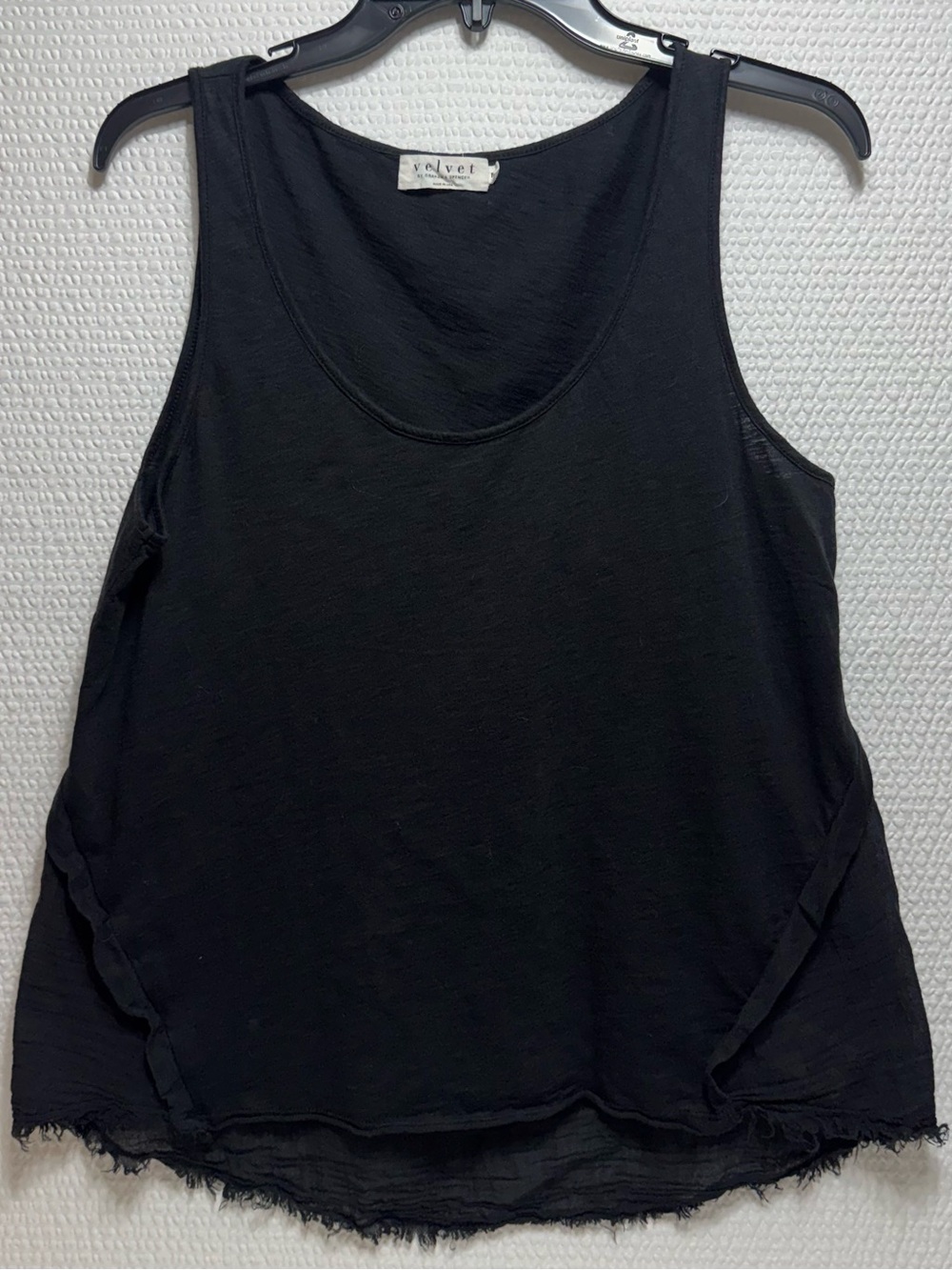 velvet Black Sleeveless Scoop Neck Tank Top